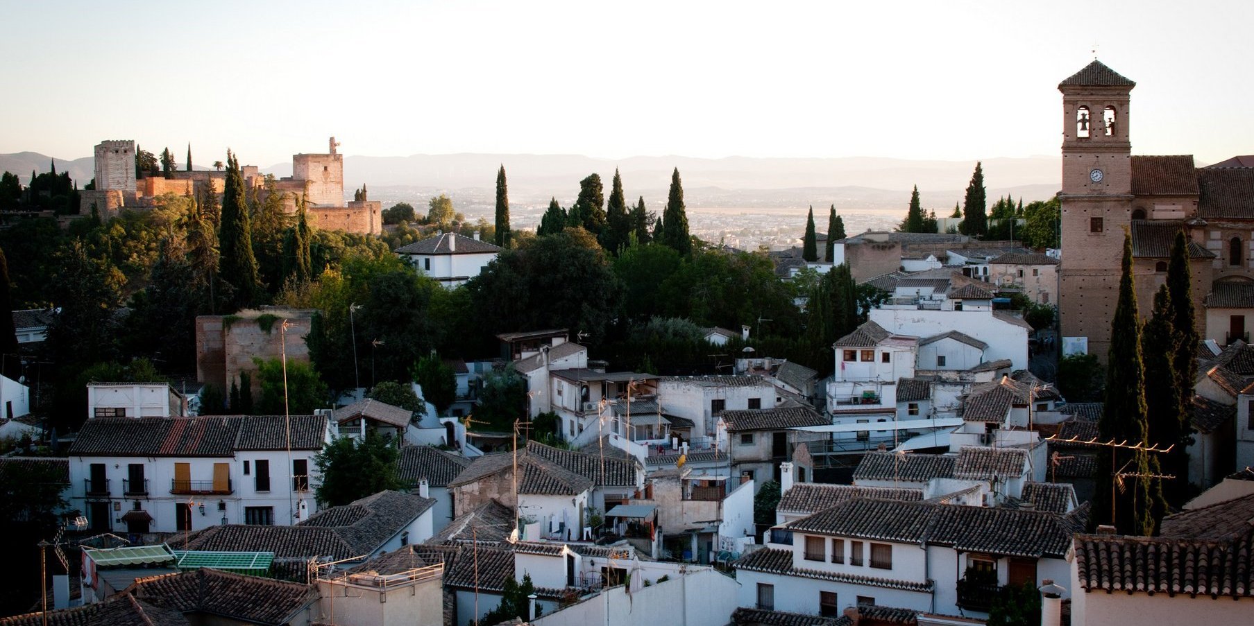 Small white houses in Granada, Spain